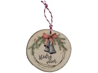 Závěs dřevo Vánoční ozdoba 60 mm - Štědrý večer